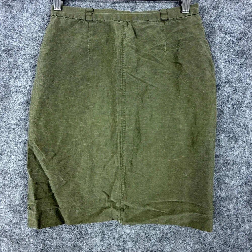 Vintage Olsen Collection Casual Skirt Womens 6 Olive Green Linen Flax Hiking